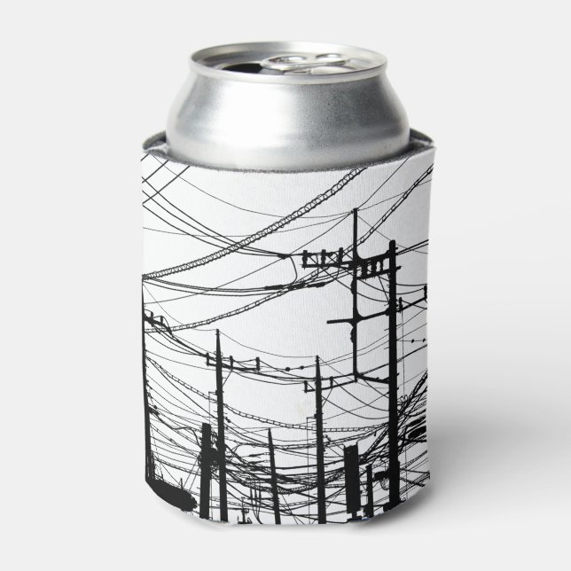 Old Phone and Power Lines Can Cooler (Can Front)