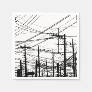 Old Phone and Power Lines Napkin