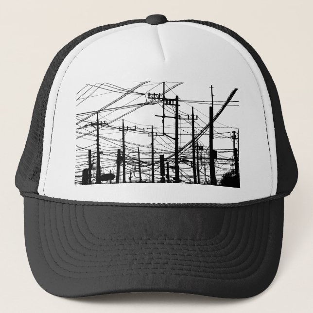 Old Phone and Power Lines Trucker Hat (Front)