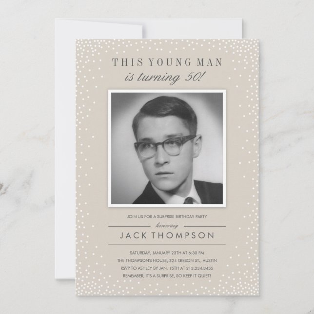 Old Photo Birthday Invitations - Slate Sparkle (Front)