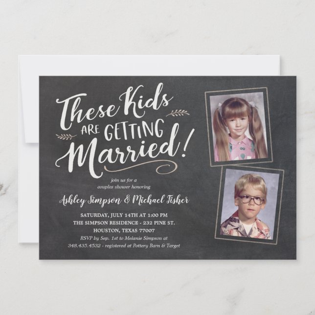 Old Photos Wedding Shower Invitations Handwritten (Front)