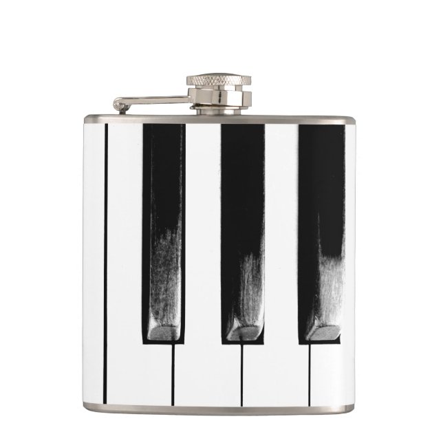 Old Piano Keys Funny Cool Hip Flask (Front)