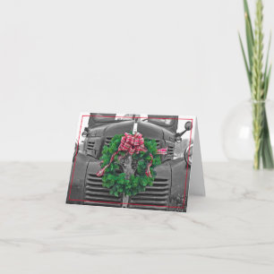 Old Pick Up Truck With Wreath For Christmas Card