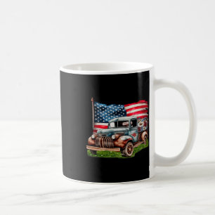Old Pickup Truck American Flag 4th Of July Patriot Coffee Mug