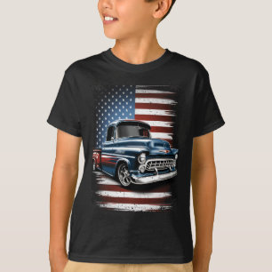 Old Pickup Truck American Flag 4th Of July Patriot T-Shirt