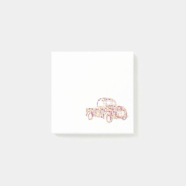 Old Pickup Truck Flower Pattern Post-it Notes (Front)