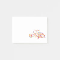 Old Pickup Truck Flower Pattern