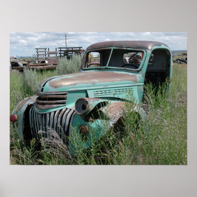 Old Pickup Truck in Field Photo Poster (Front)