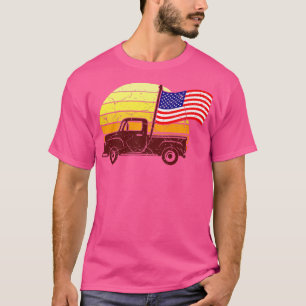 Old Pickup Truck US Pickup AMERICAN FLAG Truck Dri T-Shirt