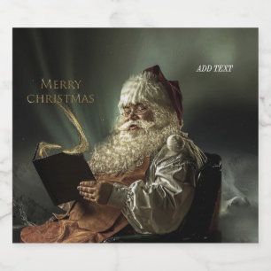 Old picture of Santa Claus magic of the holidays   Sparkling Wine Label