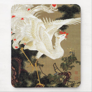 Old Pine Tree and White Phoenix by Ito Jakuchu Mouse Mat