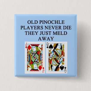 old pinochle player 15 cm square badge