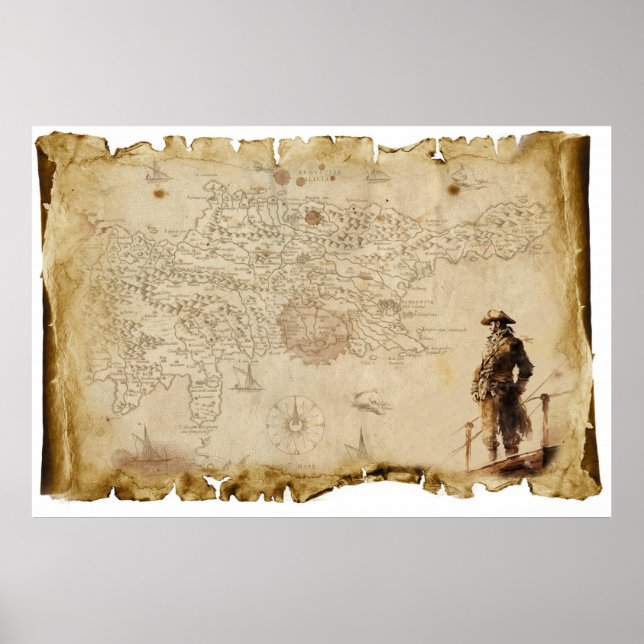 Old pirate map poster (Front)