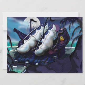 Old Pirate Sailship Docked Invitation
