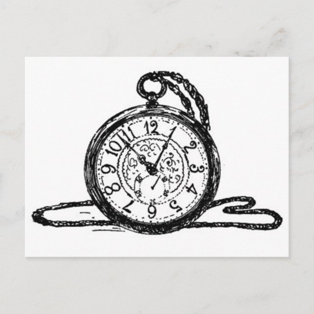 OLD POCKET WATCH POSTCARD (Front)