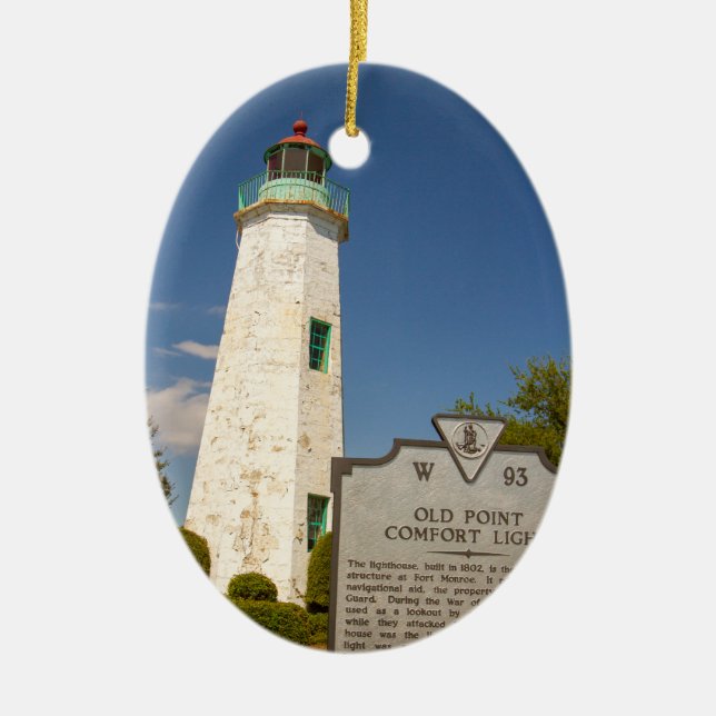 Old Point Comfort Lighthouse Ceramic Tree Decoration (Front)