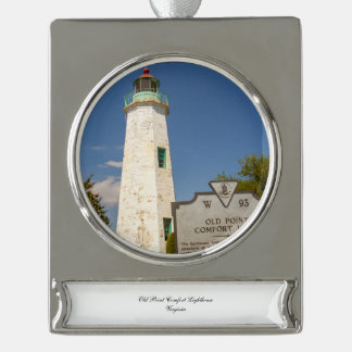 Old Point Comfort Lighthouse Silver Plated Banner Ornament
