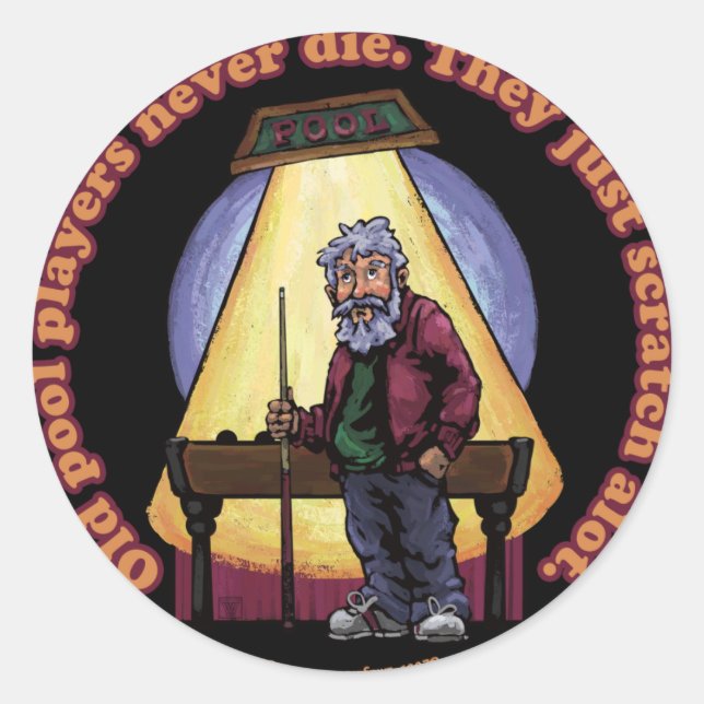 Old Pool players Classic Round Sticker (Front)
