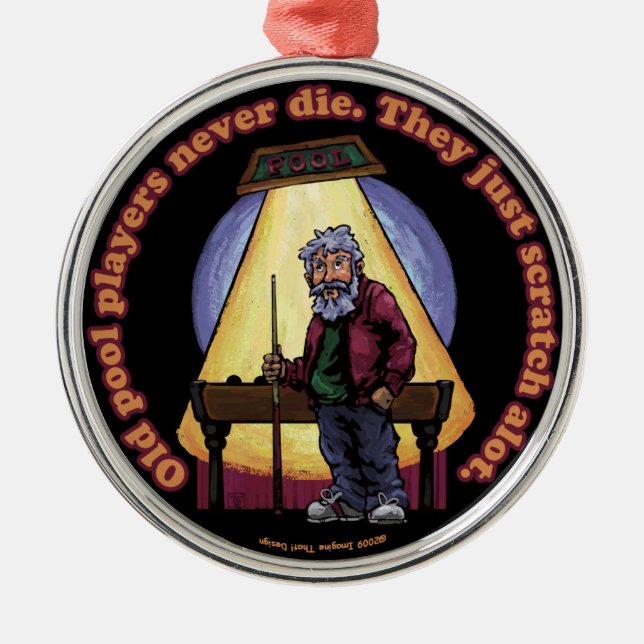 Old Pool players Metal Tree Decoration (Front)