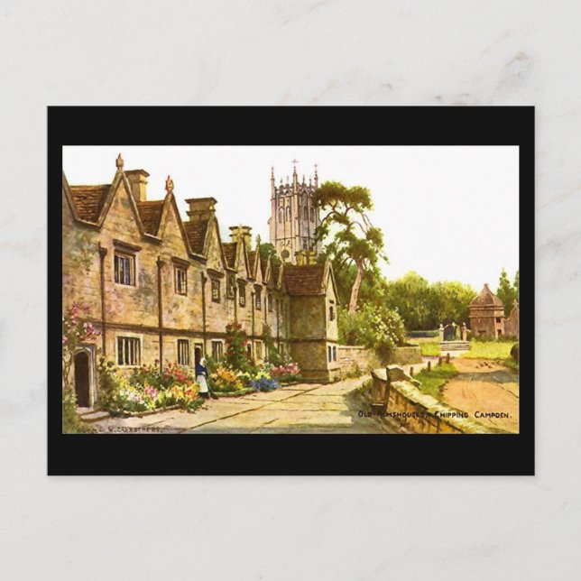Old Postcard - Almshouses, Chipping Campden (Front)