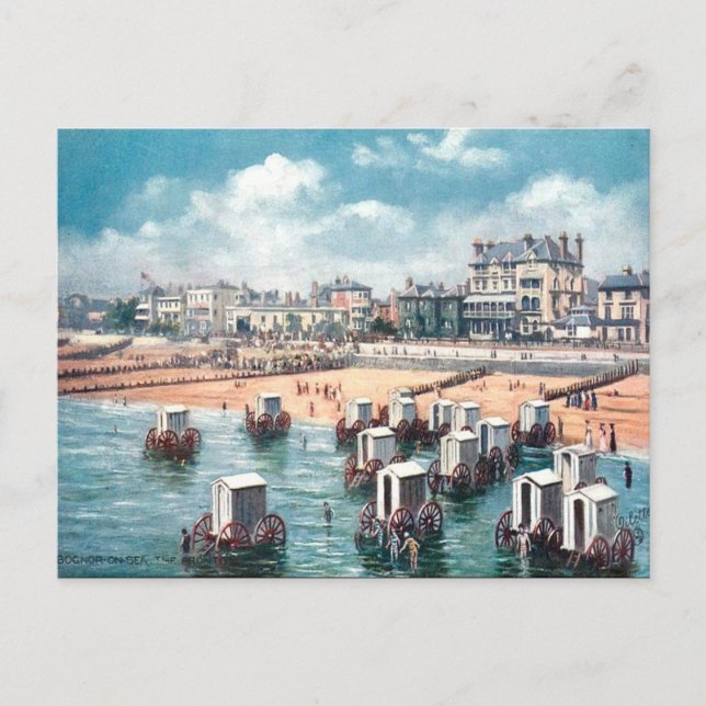 Old Postcard - Bathing Machines at Bognor (Front)