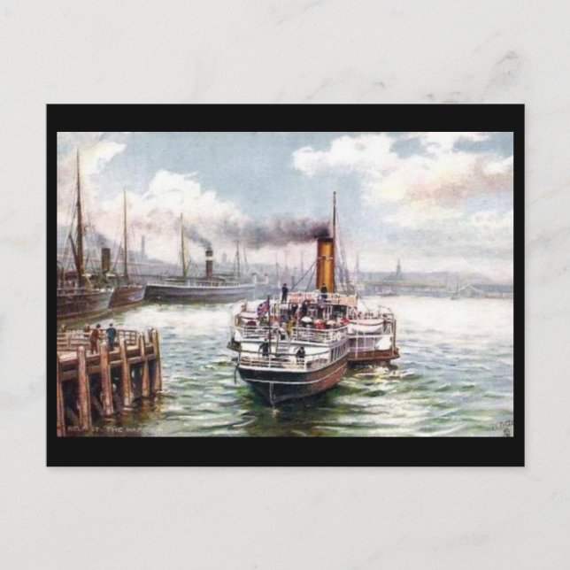 Old Postcard - Belfast Harbour (Front)