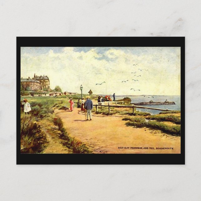 Old Postcard - Bournemouth, West Cliff and Pier (Front)