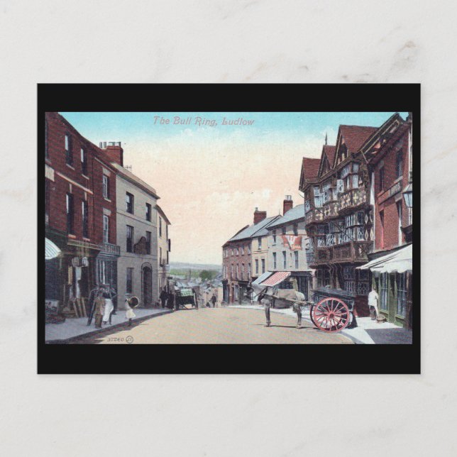 Old Postcard - Bull Ring, Ludlow, Shropshire (Front)