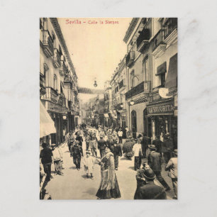 Old Postcard - Calle la Sierpes, Seville, Spain