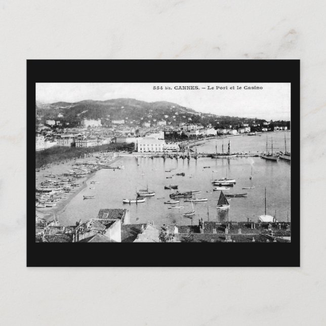 Old Postcard - Cannes, Port and Casino (Front)