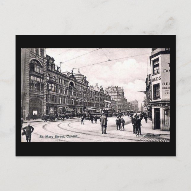 Old Postcard, Cardiff, St Mary Street Postcard (Front)