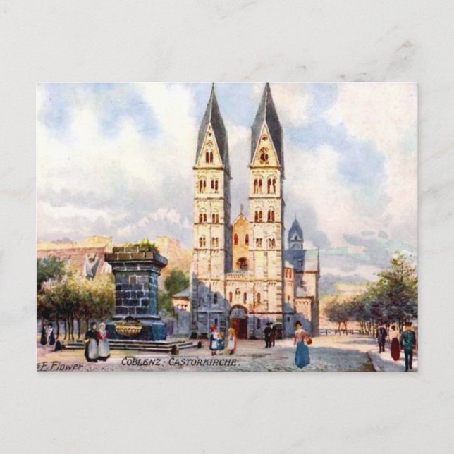 Old Postcard - Castorkirche, Koblenz, Germany (Front)