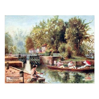 Old Postcard - Caversham Lock, Reading, Berkshire