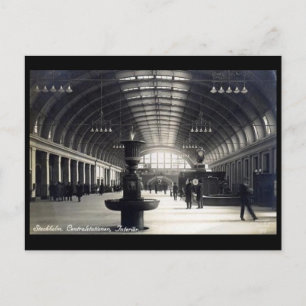 Old Postcard - Central Station, Stockholm, Sweden