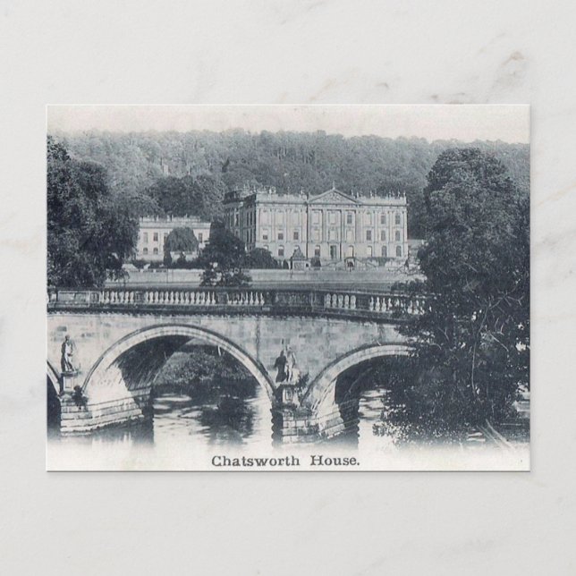 Old Postcard - Chatsworth House, Derbyshire (Front)