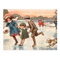 Old Postcard - Children Skating