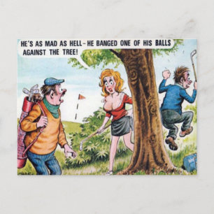 Old Postcard - Comic - Golf