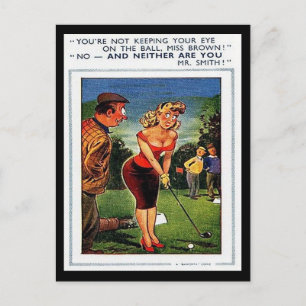 Old Postcard - Comic - Golf
