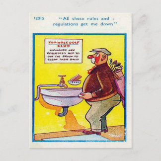 Old Postcard - Comic - Golf