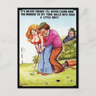 Old Postcard - Comic - Golf