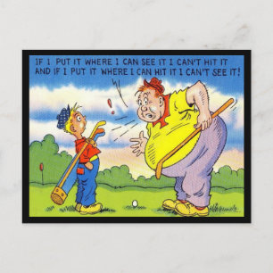 Old Postcard - Comic - Golf