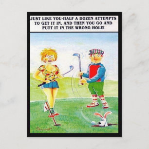 Old Postcard - Comic - Golf