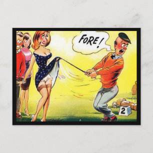 Old Postcard - Comic Golf - "Fore !"