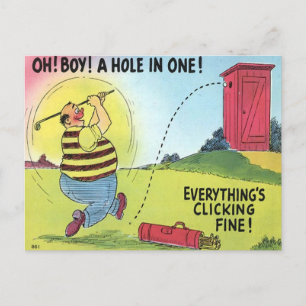 Old Postcard - Comic - Golf - Hole in One