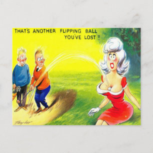 Old Postcard - Comic - Golf - Lost Ball