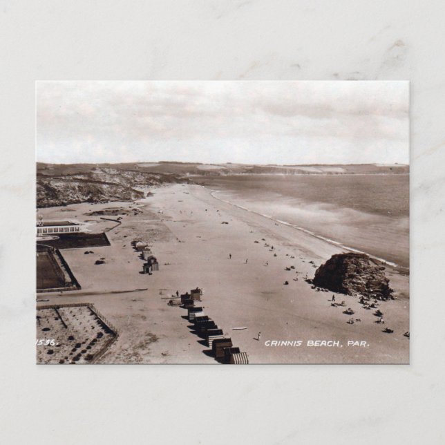 Old Postcard - Crinnis Beach, Par, Cornwall (Front)