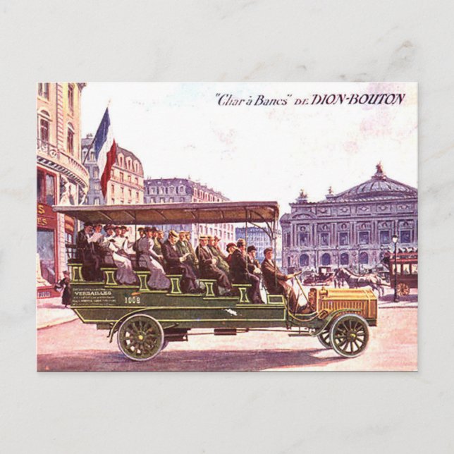 Old Postcard - Dion-Bouton Bus in Paris (Front)