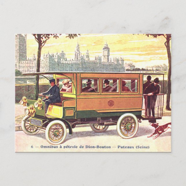 Old Postcard - Dion-Bouton Omnibus, Paris (Front)