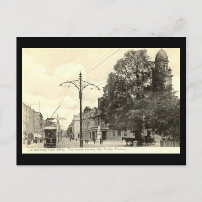 Old Postcard - Electric Tram, Leamington Spa (Front)