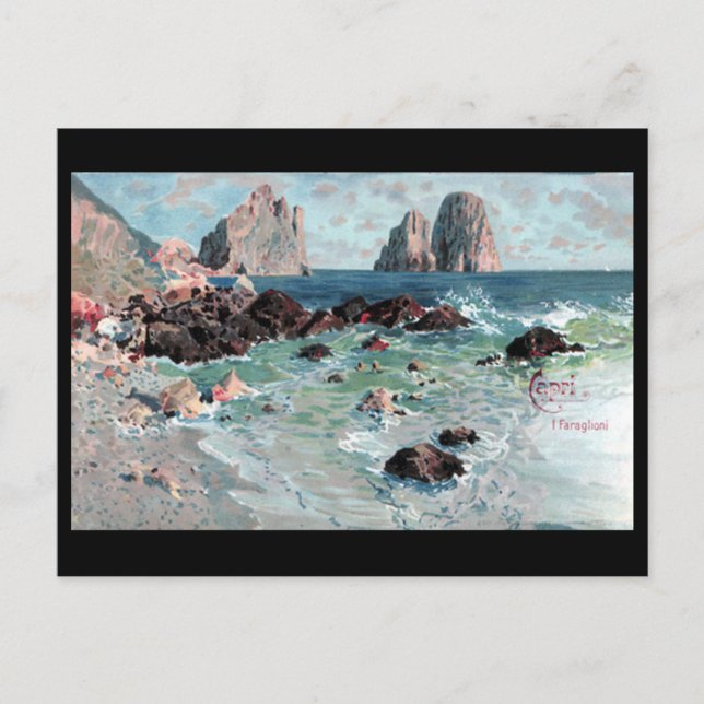 Old Postcard - Faraglioni, Capri, Italy (Front)